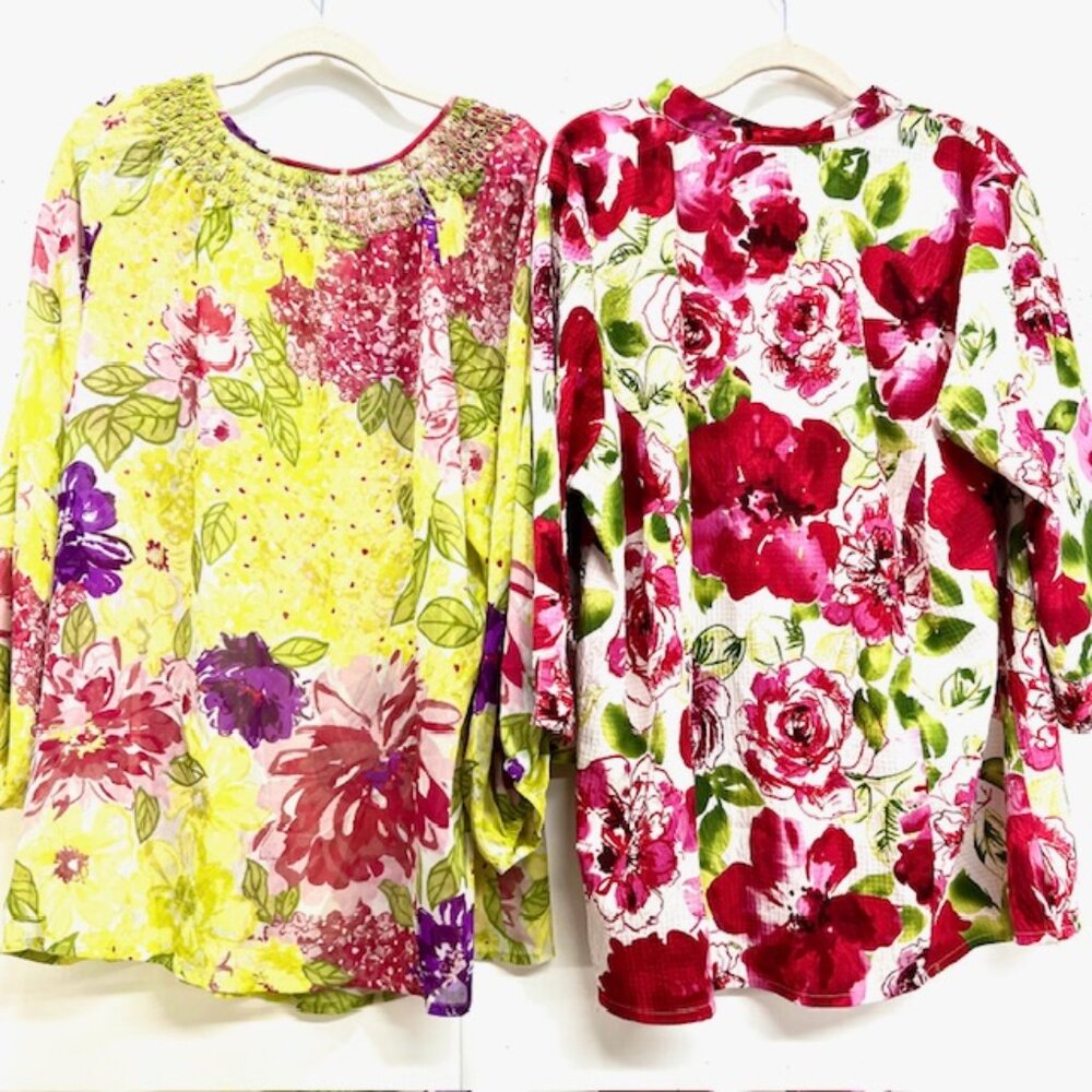 (2) Blouses Flora-Maggie Barnes Sz 16W Button & Charter Club 16 Pull Over(55 - Picture 2 of 11